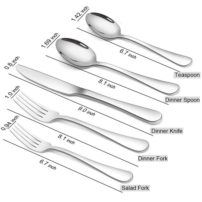 Briout Silverware Set, Briout Flatware Set Service for 4 Stainless Steel Cutlery Set 20 Piece Include Upgraded Knife Spoon Fork Mirror Polished, Dishwasher Safe - Image 2